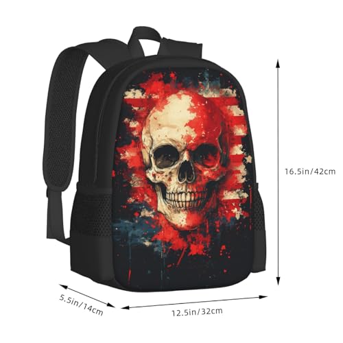 Image of Floral Skull Print Backpack For Men Women Lightweight Daypack For Daily Commutes Business Travel Hiking