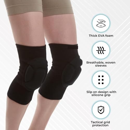 Image of Leosportz Dancing Knee Pads for Men Women - Sponge Protective Thick Anti-Slip Collision Dance Kneeling Kneepads | Ideal for Sports, Workouts, Volleyball, Running (Black, Large)