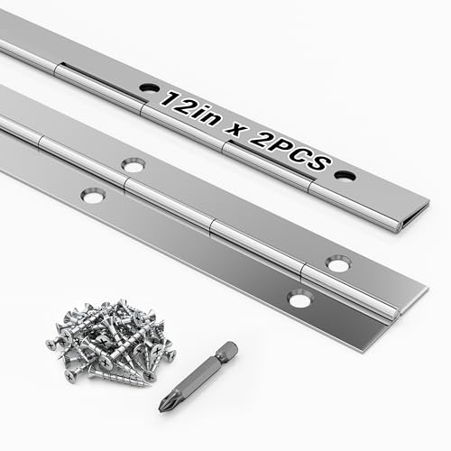 Arwnnklo 2 pcs Continuous Piano Hinges 12x1.2 0.047 inch Leaf Thickness