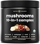 Organic Mushroom Poudre - 10-in-1 Complexe - Mélange de poudre de supplément de champignons pour la mémoire, Focus & Soutien immunitaire - Mélange de champignons pour café, eau, smoothies - 8oz