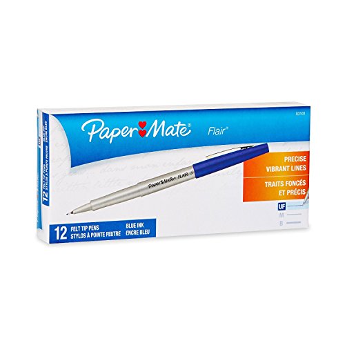 Paper Mate 8310152 Flair Porous Felt Tip Pens, Ultra-Fine Point, Blue, 2 Packs