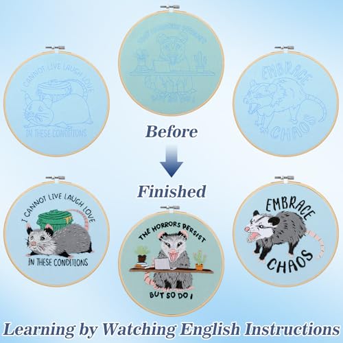 Image of Mindsoft 3 Set Needlepoint Kit for Beginners with Hoop,Possum