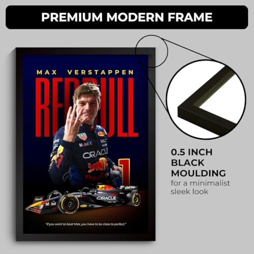 Image of Max Verstappen Poster Redbull F1 Poster | Framed F1 Car A4 Sized (31 x 23 cm) | Max Verstappen Frame | Redbull Car Posters for Wall, Gift for Boys, Formula 1 Frames | Formula 1 Frame (F 022)