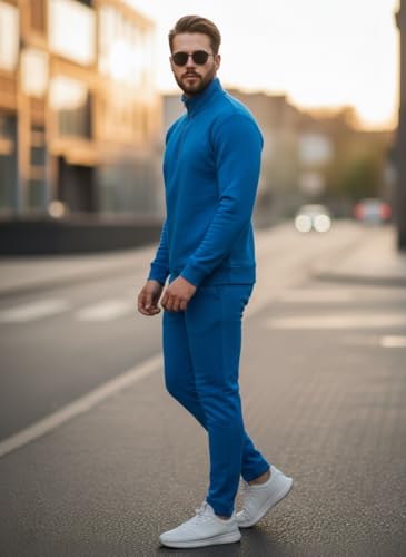Image of Mack Jonney Solid Half Zipper Track Suit for men | Co-ord Set | Warm Fleece Tracksuit Set | Full Sleeve Sweatshirt