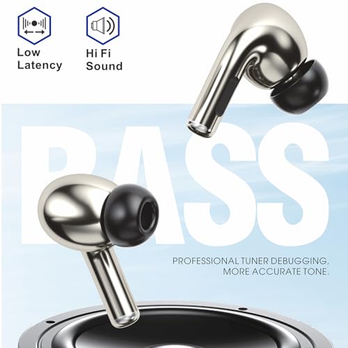 Image of ONE 7 Shine PODS Wireless in-Ear Earbuds | 13mm Dynamic Driver | Deep Bass | ENC Calling | Bluetooth v5.3 | Up to 36 Hours Playtime | Lightweight with Silicone Case (ON TWS-54) (Glossy Grey)