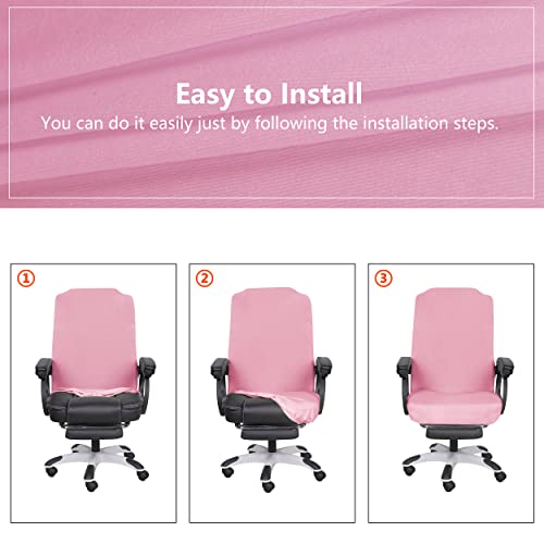 Image of SARAFLORA Pink Office Chair Covers Stretch Washable Computer Chair Slipcovers for Universal Rotating Boss Chair Large Size
