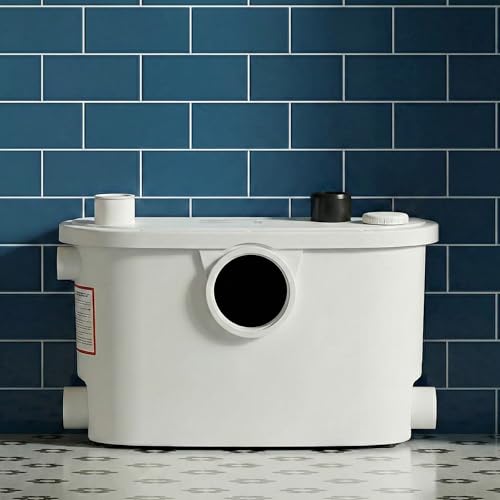 Baystone 400W Domestic Sanitary Macerator Pump 4 Inlets Waste Water System for Toilet Shower Sink & Bath Quiet High-Pressure Sewage Pump IP54 Rated CE Certified