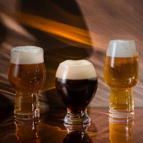 Dartington Crystal Three Cheers for Beers, Set of 3 | Three Cheers for Beers | Ale 160mm 50cl | Dark & Strong 134mm 50cl | Lager 180mm 40cl | Gift