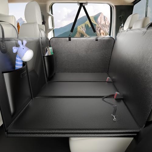 XL Truck Back Seat Extender for Dogs, Upgraded Anti-Scratch PU Leather, Dog Car Seat Cover for Back Seat with Hard Bottom, Pet Seat Covers for Trucks, Waterproof Dog Hammock for Crew Cab Truck
