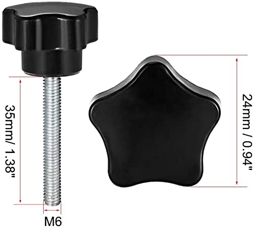 XYZOOM 10 Pcs Star Knobs Grips M6 x 35mm Male Thread Steel Zinc Stud Replacement PP(0d781 9691d 03b85 b1c07 1db71 1c4ef