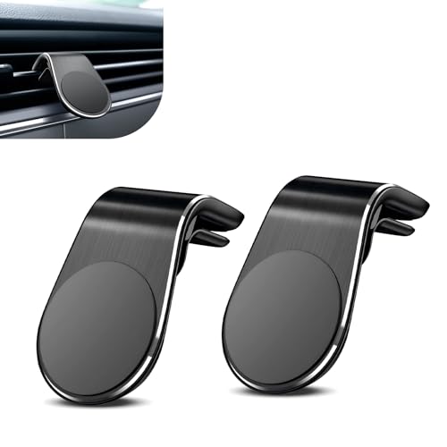 Shakas 2 PCS Mobile Phone Navigation Magnetic Bracket, 360 Degrees Rotation Adsorption-type Vehicle Air Vent Navigation Bracket, L-shaped Shockproof Cell Phone Mount, for Any Smartphone