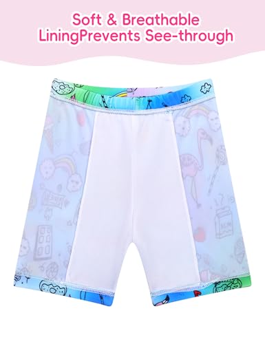 Image of Girl Swimsuits 2 Pieces Multicolor Short Sleeve Quick Dry Durable Rash Guard Set with Shorts