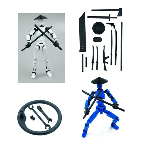 Image of Dummy 13 Action Figure Robot | Fully Articulated 3D Printed Robot Toy | 5.4-inch Collectible Figurine | Matte Finish | Unassembeled | Combo of 2 (Blue-Black+White-Black)