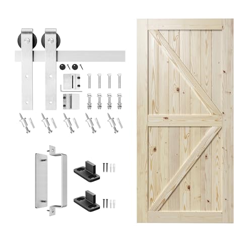 Image of SMARTSTANDARD 36in x 84in Sliding Barn Door with Brushed Nickel Hardware