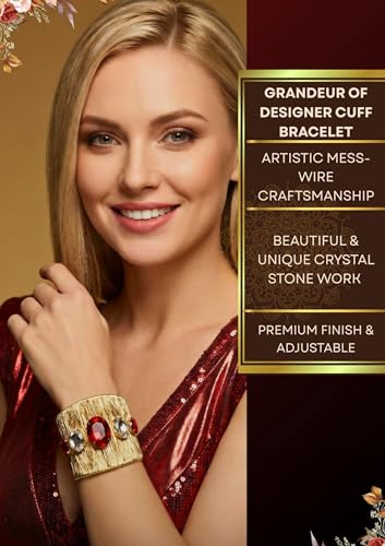 Image of Mansiyaorange Cubic Zerconia Glass AD CZ Stone Fancy Western Cuff Bracelet Bangle