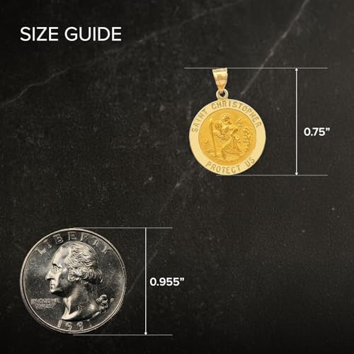 RP Real 14K Gold Pendant for Men or Women, Authentic Heirloom Quality 14K Yellow or White Gold St Christopher Medal, Handcrafted in the USA, Durable Anti-Tarnish Production4