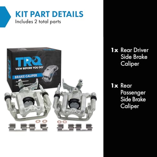 Image of TRQ Rear Driver and Passenger Side Brake Caliper Set Caliper Brackets Hardware Compatible with 2012-2017 Buick Verano