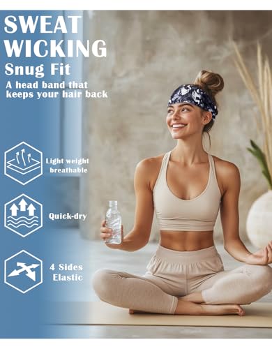 Image of Headbands for Men & Women, Sweat Headband Non-Slip Sweatband Sports Running Cycling Yoga Basketball Workout Football Training