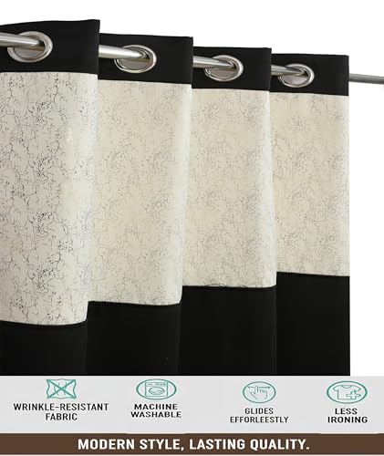 Image of IVAZA Dual-Tone Design 100% Complete Blackout Curtains - Room Darkening Curtain for Windows -, Heavy Blackout, Thermal Insulation Curtains, Black Out Curtain for Windows 5 feet Set of 2 Black