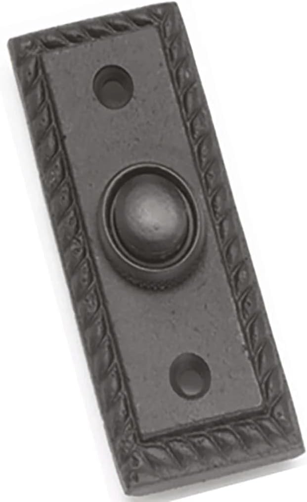 Adonai Hardware Rectangular Georgian Iron Bell Push or Door Bell or Push Button (Black Powder Coated)