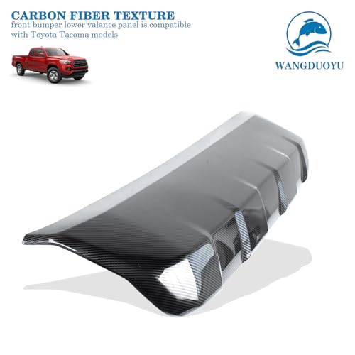 Image of Front Bumper Lower Valance Panel Skid Plate Black Compatible with 2016-2023 Toyota Tacoma - Replaces Part 53911-04210 TO1095205 (Carbon Fiber Style)