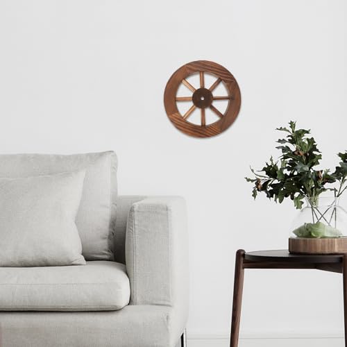 Roue de chariot en bois 25 cm déco murale rustique - 5