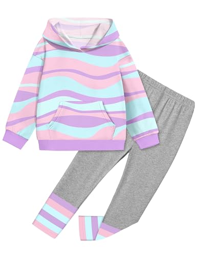Toddler Girl Clothes Tie-Dye Stripe Color Block Toddler Girls Clothes Little Girls Kids 2pcs Outfits Hoodie Leggings