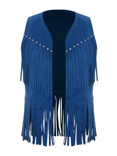 Boys Girls Cowgirl Vest Faux Suede Fringe Cardigan Hippie Dance Outfit