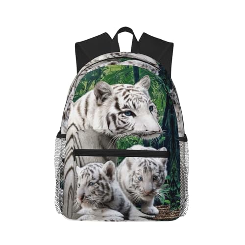 Sac d'école mignon Tiger et grand sac à dos ordinateur portable de voyage décontracté noir