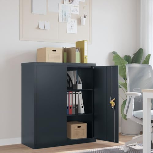 Rangement de bureau en métal et placard de cuisine autoportant, armoire haute noire pour la maison