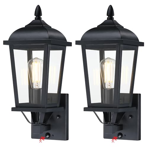 HausDee 2-Pack Motion Sensor Outdoor Wall Lantern, Dusk to Dawn Outside Modern Lighting Fixtures...