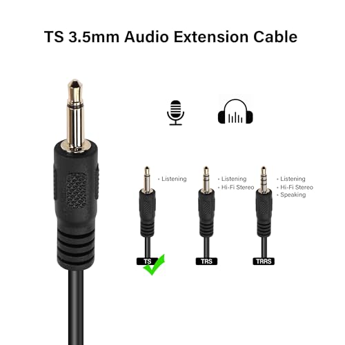 Cable Extensor de Audio 3.5mm Jack Mono 1.8 m miniatura 3