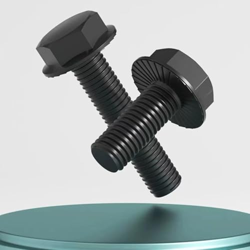 Image of M8-1.25 x 40 mm Flanged Hex Head Bolts Flange Hexagon Screws, Full Thread, Alloy Steel, Zinc Plated, Quantity 15