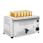 Stainless Steel Toaster 6 slice Commercial Toaster 6 Slot Bread Baking Machine 1.1in Wide Slot with 1-5 Minute Timing for Restaurant and Home Kitchen (1680W 110V, Style 2)