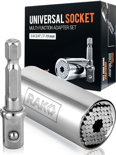 RAK Super Universal Socket Tool, 7-19mm Universal Socket Wrench Set, Gator Grip with Power Drill Adapter Set, Valentine's Day Gift, Ideal Cool Gadgets for Birthday Gifts for Men Dad Husband image 1
