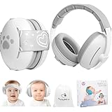 [JITIFAZH] 防音 イヤーマフ 子供 1-48ヶ月 遮音値25db キッズ 赤ちゃんノイズ減少 騒音軽減 聴覚過敏 子供用 睡眠 軽量 2WAY 遮音 ヘッドバンド 収納ポーチ付き (グレー)