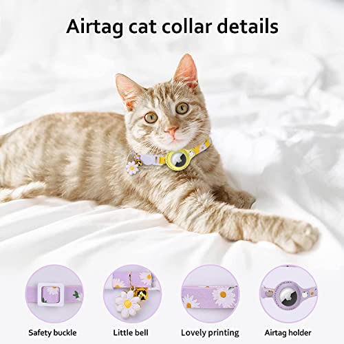 Tdtok Airtag Cat Collar, Floral Cat Collars With Airtag Holder, Breakaway Air Tag Cat Collar With Bell And Safety Buckle, Adjustable Airtag Collar For Girl Boy Cats Puppy Fit Necks: 8.6’’-13.4’’ #TOP1