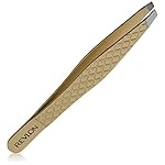 Revlon Gold Series Slanted Tip Tweezers, Ultra-Sharp for Precision Eyebrow Shaping and Facial Hair Removal, Diamond and Titanium-Coated for Durability, 1 Count