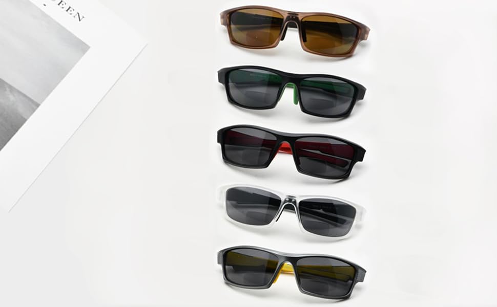 Image of Eyekepper 5-Pack TR90 Sports Bifocal Sunglasses Baseball Running Fishing Driving Golf Softball Hiking Sunshine Readers +1.00