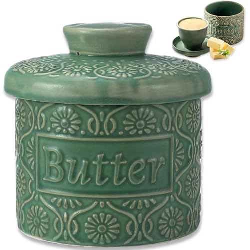 Butterglocke Keramik,Französische Butterdose Mit Wasserkühlung,Butterkühler 150g,Butterdosen Mit Deckelf,Buttertopf Für Frische Und Streichfähige Butter,Butterdose Wasser (Grün, 6.7oz) Butterglocke Keramik,Französische Butterdose Mit Wasserkühlung,Butterkühler 150g,Butterdosen Mit Deckelf,Buttertopf Für Frische Und Streichfähige Butter,Butterdose Wasser (Grün, 6.7oz)