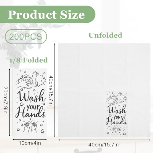 100Pcs Disposable Hand Towels - 'Wash Your Hands' Bathroom Paper Towels Soft Guest Towel Bathroom Paper Napkins Disposable Guests Napkins for Powder Room Wedding Dinners or Events