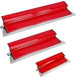 Espatulas Pladur, 25 cm + 40 cm + 80 cm llana para Alisar Paredes, Acero Inoxidable Espatula Masilla, Herramientas Pladur, Adecuado para la Construcción de Paredes de áreas Grandes (Rojo)