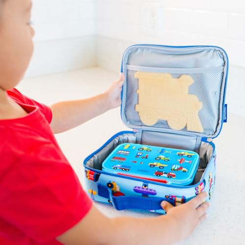 Image of Wildkin Reusable Food Container for Kids - Airtight, Leak Resistant, Dishwasher Safe - Trains, Planes & Trucks