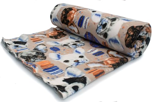 Pile DTY (250g) maglia stampato, motivo Bulldog francesi, 50 x 160 cm (Blu)