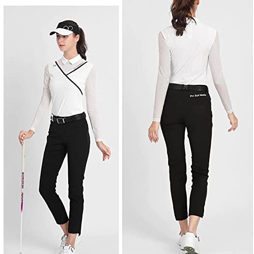 Camiseta polo feminina de manga comprida com zíper nas costas respirável para o verão