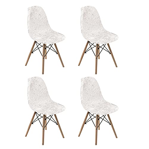 YMOMG Funda para Silla De Comedor, Funda Elástica para Silla Escandinava Sin Funda para Sillón En El Lateral (Blanco,4 Piezas) Cover