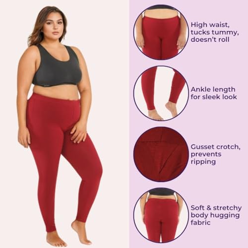 Image of Adira | Plus Size Leggings for Women | Plus Size Leggings for Women | High Waist | Ankle Length | Soft Cotton & Elastane Blend | Non-See-Through | Gusset Crotch Prevents Ripping