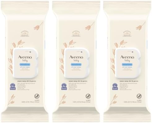 Aveeno Baby Sensitive All Over Wipes, Fragrance Free, 64 ct (Pack of 3)