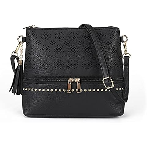 GLITZALL Crossbody Bags for Women Ladies Tassel Zipper Shoulder Handbags Designer Messenger Bags Small Floral Cellphone Purse Travel Cover