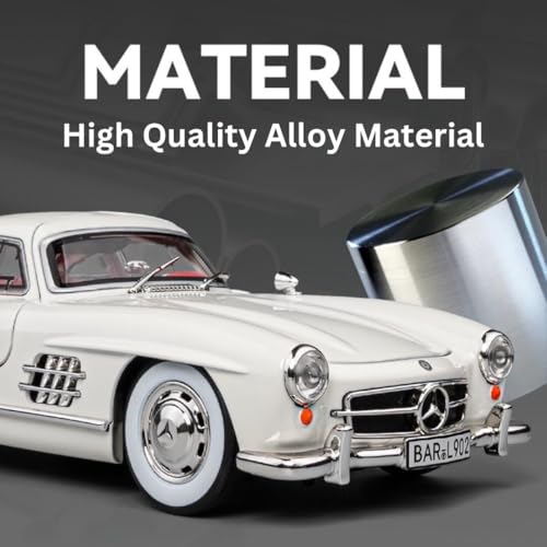 Image of 1:24 Scale Mercedes Benz 300SL Classic Toy Car | Metal Pullback Diecast Car for Kids with Openable Doors, Sound, Light Effects Toy for Car Enthusiasts (Color As Per Available),black